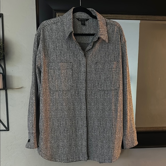 Athleta Black and White Herringbone Shirt - Picture 1 of 3